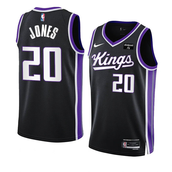 Men's Sacramento Kings #20 Colby Jones Black 2023/24 Icon Edition Swingman Stitched Basketball Jersey